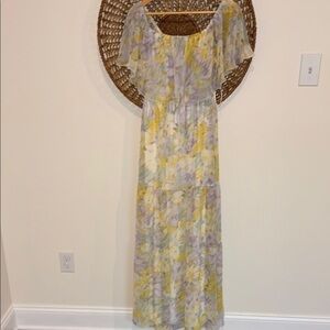 Aakaa Floral Maxi Dress in Yellow and Purple size small